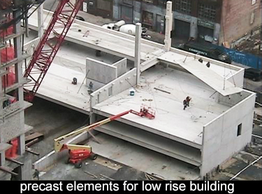 precast elements are used for the low-rise structure